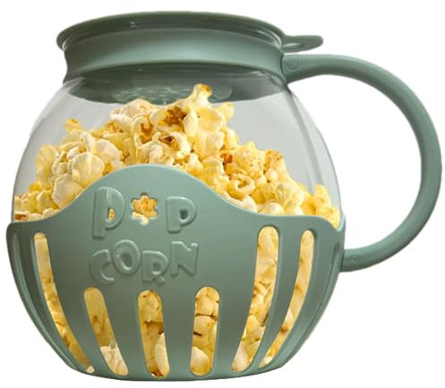 Machine à pop-corn, bol à popcorn pour micro-ondes avec couvercle et poignées, bol à pop-corn en verre borosilicate de 2,25 litres, verre borosilicate résistant à la température, passe au