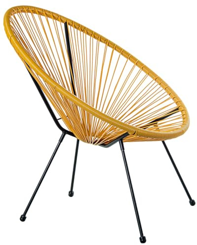 DRW Sillon Exterior de Acero y Mimbre Sintetico PE en Mostaza 80x71x83 cm