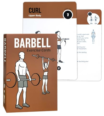 ELAORY Barbell Workout Cards, 62 Exercises Cards Deck Large Size 5 x 3.5 Fitness Cards for Women & Men, Beginner Fitness Guide to Training Exercises at Home or Gym