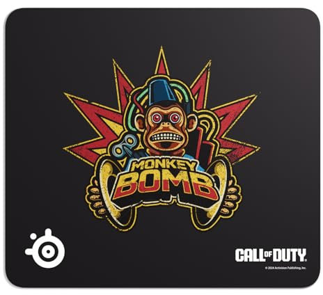 SteelSeries QcK Gaming-Mauspad – Call of Duty® Monkey Bomb Edition - Limited – Kostenloses In-Game-Item – Anti-Rutsch-Gummierung – Optimiertes Tracking und Stabilität – Optimiert für Gaming-Sensoren