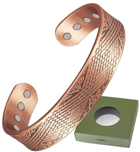 Wollet Bracciale magnetico in rame, da donna, con 8 braccialetti magnetici Guass 3500 con confezione regalo (CPB-2032-FBM)