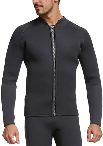 RUMAOZIA Traje de neopreno para hombre, con cremallera corta, con cremallera frontal, antiarañazos, camiseta de manga larga, camiseta de manga larga, para actividades al aire libre, surf, natación