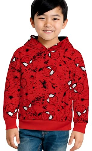 Marvel Spiderman - Felpa con cappuccio per bambini, con cappuccio, colore: Rosso, Colore: rosso, 98-104