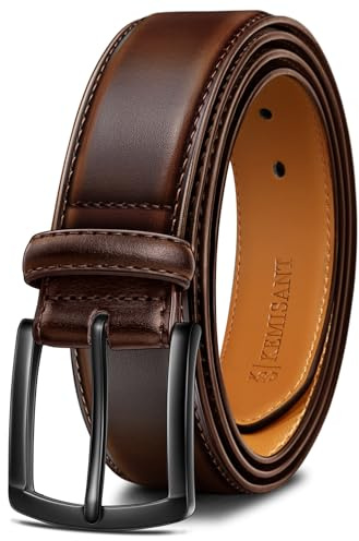 KEMISANT Cinturones Hombre, Cinturones Cuero Hombre Trabajo para Negocios y Eventos Formales,Ancho 35 mm(Café,115cm/38-40 Cintura ajuste)