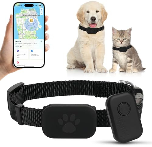 Cat Tracker Collar for Pet, Real Time Dog GPS Tracker No Monthly Fee, No SIM Required, Compatible with iOS/Android, Global Tracking Device for All Cats Dogs and All Collars