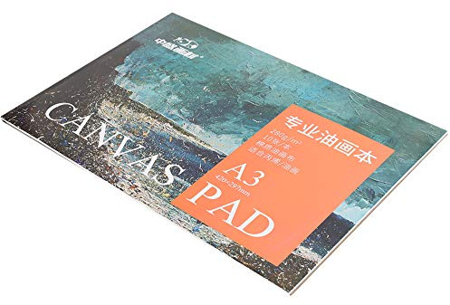 Tnfeeon Libro de Papel para Pintura Al óleo A3, Bloc de Lona de Algodón, Fácil de Usar, Herramienta de Dibujo para Principiantes, 10 Hojas para Pintura Al óleo y Acrílica