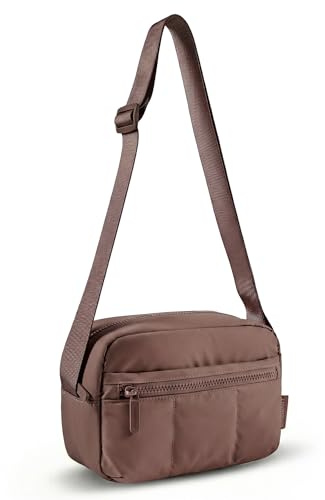 bagsmart Puffer Kameratasche Klein, Kamera Tasche DSLR SLR Fototasche Klein, Leicht und stilvoll Umhängetasche Spiegelreflex Systemkamera Objektive Zubehör(Kaffeebraun)