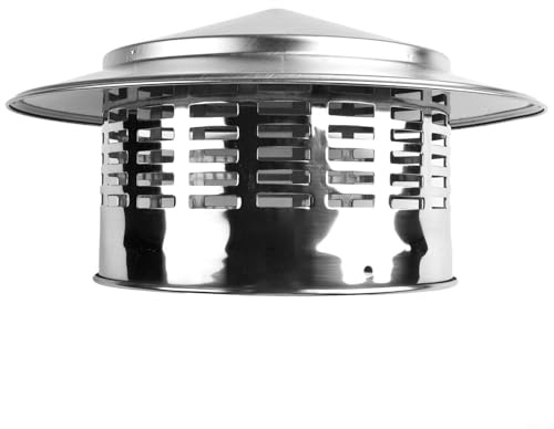 Cubierta redonda para chimenea con rejilla de protección, cubierta de techo para tubos de estufa de leña, cubierta exterior, para una óptima circulación del aire y ventilación (160 mm de diámetro)