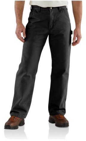 Carhartt Men's Loose Straight Washed Duck Lined Dungaree, Black, W42 x L30