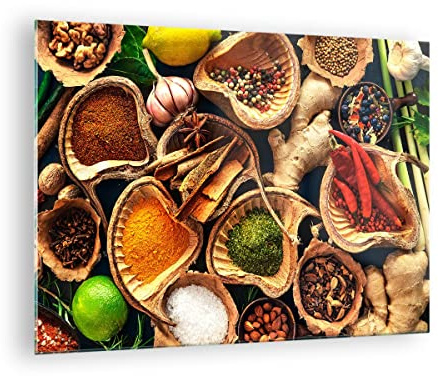Vidrios decorativos Cocina comida hierbas especias Cuadro Sobre Vidrio Moderno 70x50cm Decoracion Salon Dormitorio Cocina Cuadros Pared Impresiones Impresión en Cristal Wall Art Prints GAA70x50-2844