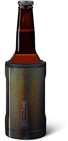 BrüMate Hopsulator Bott'l Insulated Bottle Cooler for Standard 12oz Glass Bottles | Glass Bottle Insulated Stainless Steel Drink Holder for Beer and Soda (Glitter Charcoal)