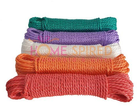 Cuerda de tender, de plástico con núcleo de acero, de larga duración, de 10 m, 15 m, 20 m, 25 m, 30 m, cuerda para tender al aire libre, variedad de colores y tamaños, 20m Poly Rope