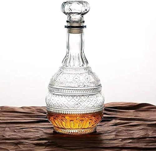 MDLUU Liquor Decanter, Glass Spirits Decanter with Airtight Stopper, Whiskey Vodka Bourbon Decanter Bottle for Gift, Home, Bar, Party Decor, 34oz/1000ml Clear