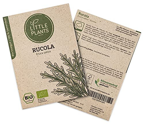 Little Plants BIO Rucola Samen, 800 Rucolasamen, hohe Keimrate, 100% Natürlich, BIO Samen Rucola Esmee für deinen Gemüsegarten, Gemüsebeet, Hochbeet – BIO Gemüsesamen Saatgut Nachhaltig
