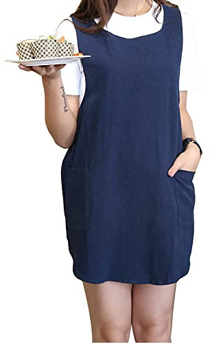 MeYuxg Grembiule Dal Design Accorciato, Grembiule Con Cinturino Incrociato a X, Grembiule1 Da Cucina In Stile Giapponese Con Tasche, Adatto Per Cucinare, Cuocere Al Forno, Caffè, Bar (Blu)