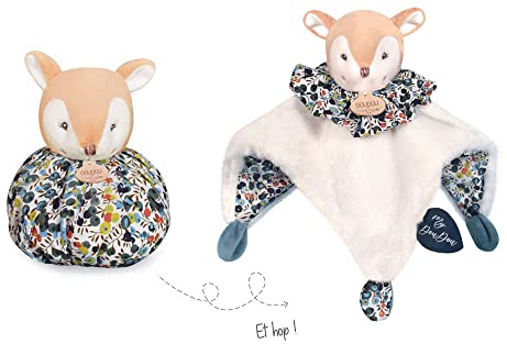 Doudou et Compagnie - Doudou Boule Faon - Peluche 3 en 1 : Doudou, Peluche, Boule d'Eveil - 25 cm - Collection Les Petits Futés - Doux pour Les Câlins - Idée Cadeau Naissance - DC3930