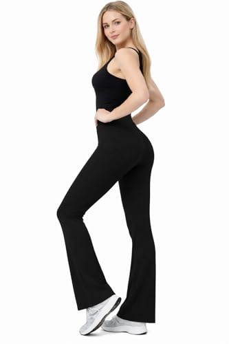 Pantalon Bootleg pour femme - Doux et extensible - À enfiler - 3 longueurs de jambe, Noir , 48 Grande longueur