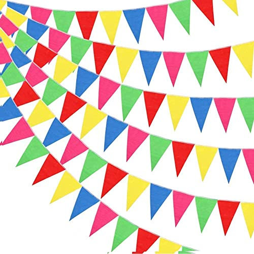 LATRAT 1 Set Wimpelkette Stoff 100 Meter bunt Banner Fahne für Geburtstagsfeier Schlafzimmer Fenster Klassenzimmer Dekoration