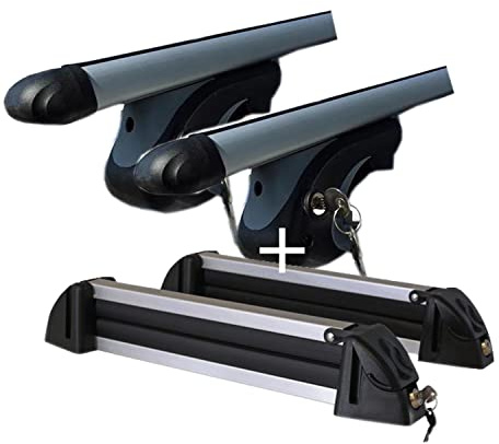 Skiträger Alu 4 Paar Ski + Relingträger VDP L135 kompatibel mit Škoda Karoq ab 2018