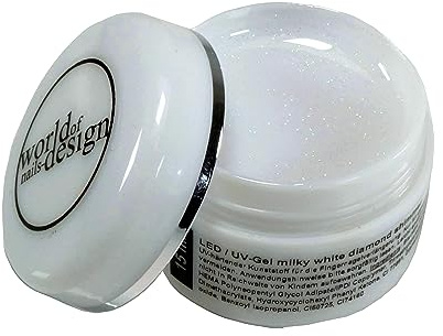 LED/UV Aufbau Gel Diamond Shimmer mit feinen Glitzerpartikeln 15 ml (milchig weiß)