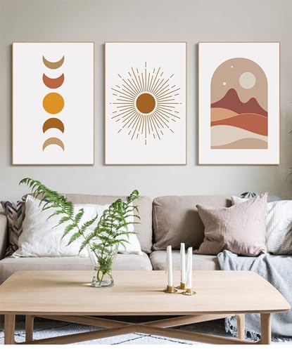 Modern abstrakt konst, väggbilder bohemiska affischset, estetiska växtbilder boho-dekorativa bilder, utan ram (affisch – 10,3 st – 20 x 30 cm)