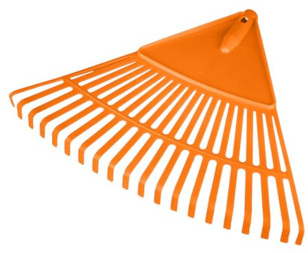 NEO TOOLS Gartenrechen 48 cm | Handlicher Zinkenbesen zum Zusammenfegen von Laub und Grasschnitt, mit robusten Kunststoffzinken | Garten Multirechen Kunststoff Zwiebel |