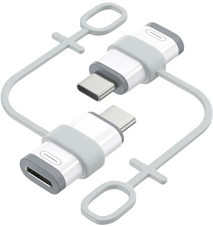 MoKo Lightning auf USB C Adapter für iPhone Air 17 16 16e 15 Pro Max Plus, iPad, Galaxy S25/S24-2 Stück Adapter Lightning auf USB C mit Laden Datenübertragung, Nicht für Audio/OTG, Weiß/Grau