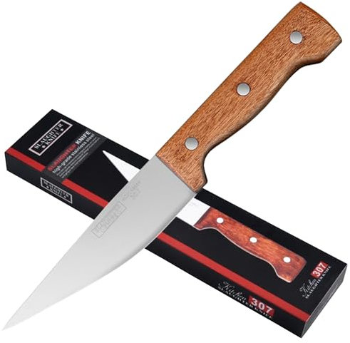 Plys Coltello professionale per tagliare le ossa da 13,5 cm, coltello per disossare per tagliare la carne in modo compatto, legno, impugnatura antiscivolo con design unico della lama