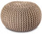 Amago home Strickhocker Pouf Ø45 o. 55cm Bodenkissen Sitzpouf XXL Baumwolle nachhaltig Größe ø 45 cm, Farbe beige