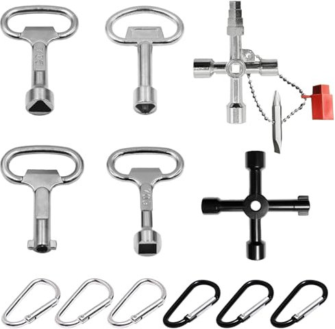 Scettar Lot de 12 Clé Multifonction,Clé Triangle Passe Partout,Clé Coffret edf/gaz/enedis/grdf,Multifonction Clef Passe Partout pour Armoire Electrique et Robinet