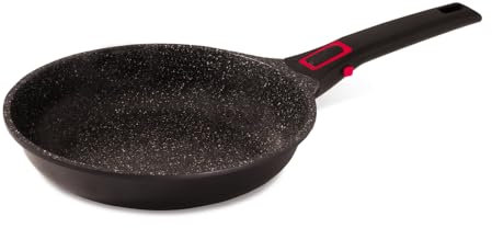 BAUMALU - Poêle à Frire Granit Pro Céramique - Fonte d'Aluminium - Tous Feux dont Induction - Intérieur Revêtement Céramique Fusion Pro Effet Pierre Sans PFOA ni PFAS - Manche Amovible - Ø32cm - Noir