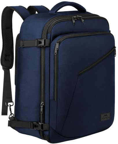 MATEIN Handgepäck Rucksack 55x35x25cm, 50L Groß Reiserucksack Air France Rucksack Herren Erweiterbar Arbeitsrucksack Wasserabweisend Carry-On Damen Cabin Bag Tagesrucksack für Bussiness, Blau
