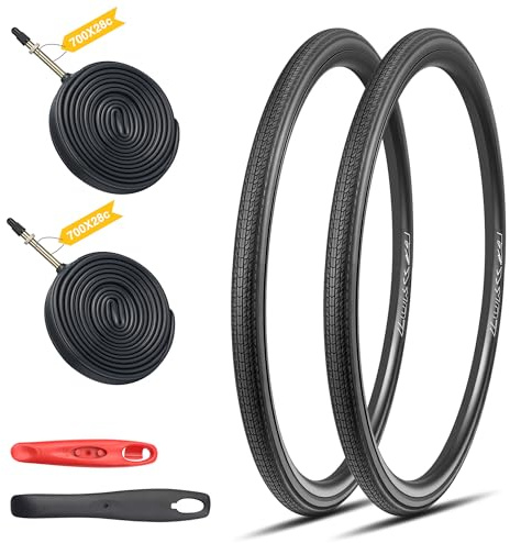 GRELiving 2-pack 700 x 28/32/35c racercykel däckset, hopfällbara däck med presta ventil FV48 innerslangar och däckspak, lämplig för racecyklar, stadscyklar, touring cykelcykel