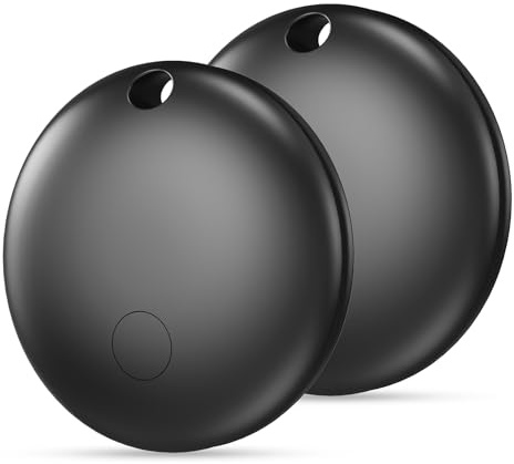 Android Tracker Tag Noir 2 Pack- Traceur Bluetooth Compatible avec Apple Localiser et Google Find My Device, Smart GPS Localisateur pour Clés, Portefeuilles et Valises, Batterie Remplaçable