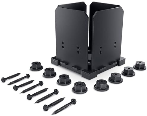 OZCO Ironwood Post Base Kit, 6in x 6in, 1 Kit with Hardware, Black