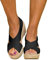 shownicer Plateau Sandalen Damen Espadrilles Casual Keilsandalen Sommer Faux Leder mit Knöchelriemen Plattform Offene Schuhe Flip Flops Freizeit Sommerschuhe Schwarz 39 EU