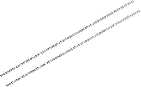 uxcell HSS(High Speed Steel) Extra Long Twist Drill Bits, 2mm Drill Diameter 200mm Length 2 Pcs