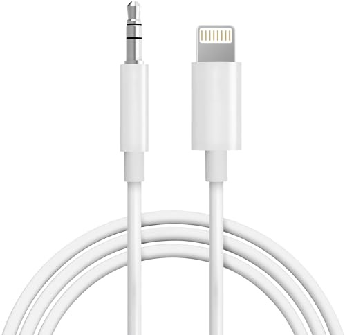 Aux Cord for iPhone,[Apple MFi Certified] Lightning to 3.5 mm AUX Cable for Car Stereo, Speaker, Headphone, Auxiliary Audio Cable Compatible with iPhone 14 13 12 11 XS XR X 8 7 3.3FT White