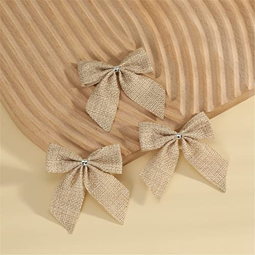 GIVBRO Bande de jute, nœuds, arbre de Noël, nœuds, DIY, artisanat pour couronnes, couture, scrapbooking, emballages cadeaux, 10 pièces