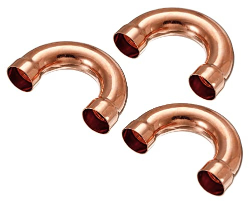 sourcing map Forme Coude 180 Degré Cuivre Tuyau Raccord Sueur Soudure Soudure Connexion 22mm ou 7/8 ID pour Plomberie, HVAC, Réfrigération Système, Paquet de 3