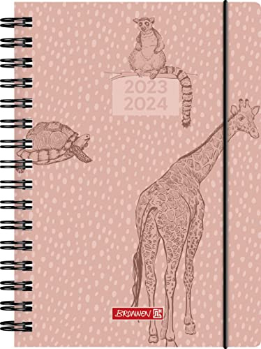 BRUNNEN Dagskalender Wild Animals 2023/2024 A5 rosa 1 sida = 1 dag, lör + så på en sida