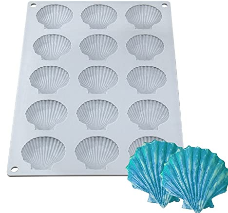 mostsom Silicone Sea Shell Mold Baking Mould Ice Cube Tray Shell Shape Silicone Mold for Chocolate, Soap, Candle, Fondant Birthday Cake Decoration and Jelly (Sea Shell J)