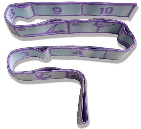 Aozora Stretch Bands for Exercise, Elastic Yoga Stretching Strap, Flex Strap 10 Loops for Physical Therapy, Pilates, Yoga, Dance & Gymnastics Exercise and Flexible Pilates Stretch Band (Purple)