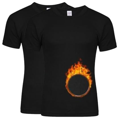 VEARZ Mens Short Sleeve Thermal Underwear T-Shirt – Adults Warm Crew Neck Winter Baselayer Vest Tee Top Size UK SS-Black, S, Pack 2