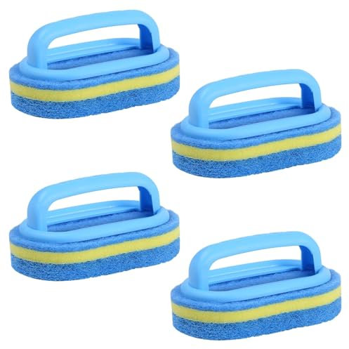 4 Pcs Bathroom Cleaning Sponge, Cleaning Sponges, Bathroom Sponge, Thickened Bathroom Cleaning Sponge With Handle Scrubbing Sponge for Kitchen/Bathtub/Bath Toilet/Wall Floor Tile
