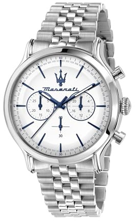 Maserati Montre Homme, Chronographe, Analogique, Bracelet Acier, Étanche, Boîtier 42 mm, Collection Vintage - R8873618034
