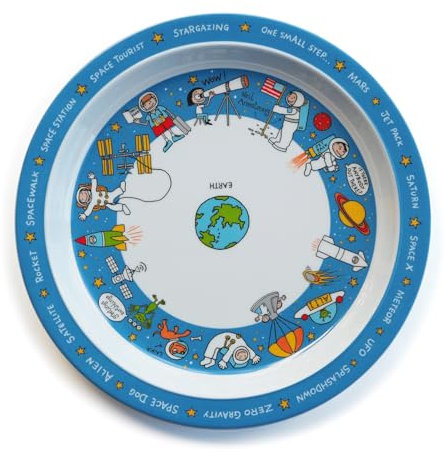 Tyrrell Katz Kids Space Printed Plate in Melamine - Dishwasher Safe Children's Outdoor Dining Everyday Tableware - 21.5 cm