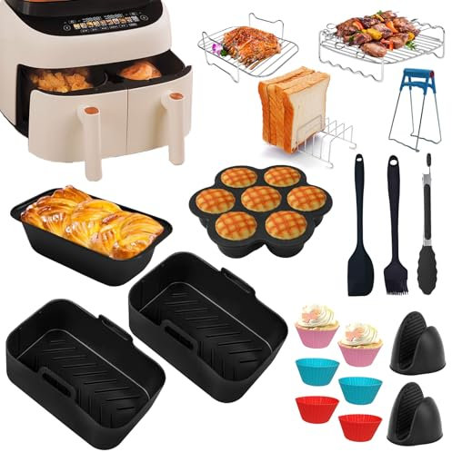 IHAYNER Kit d'accessoires pour friteuse à air chaud Ninja Foodi AF400EU 9,5 L, AF300EU, AF500EU 7,6L-10,4L Airfryer - Accessoire pour friteuse à air chaud Ninja Max Dual Zone
