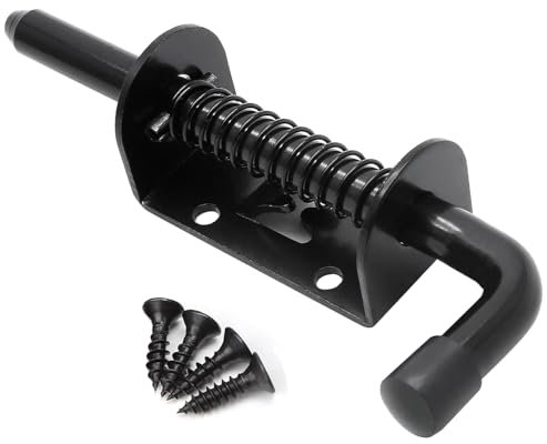 Litensh 2pcs Goupille de loquet à ressort Loquet Porte en acier Inoxydable, Verrou à Ressort de Portail Loquet de Porte Boulon Verrouillage pour Grange Garage Intérieur abri Jardin Armoire 128mm noir
