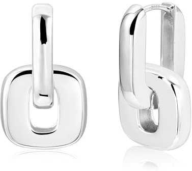ALEXCRAFT Dicke Eckige Ohrringe Silber 925 Hängend Creolen Damen Chunky Silver Dangle Earrings for Women für Frauen Freundin Mama